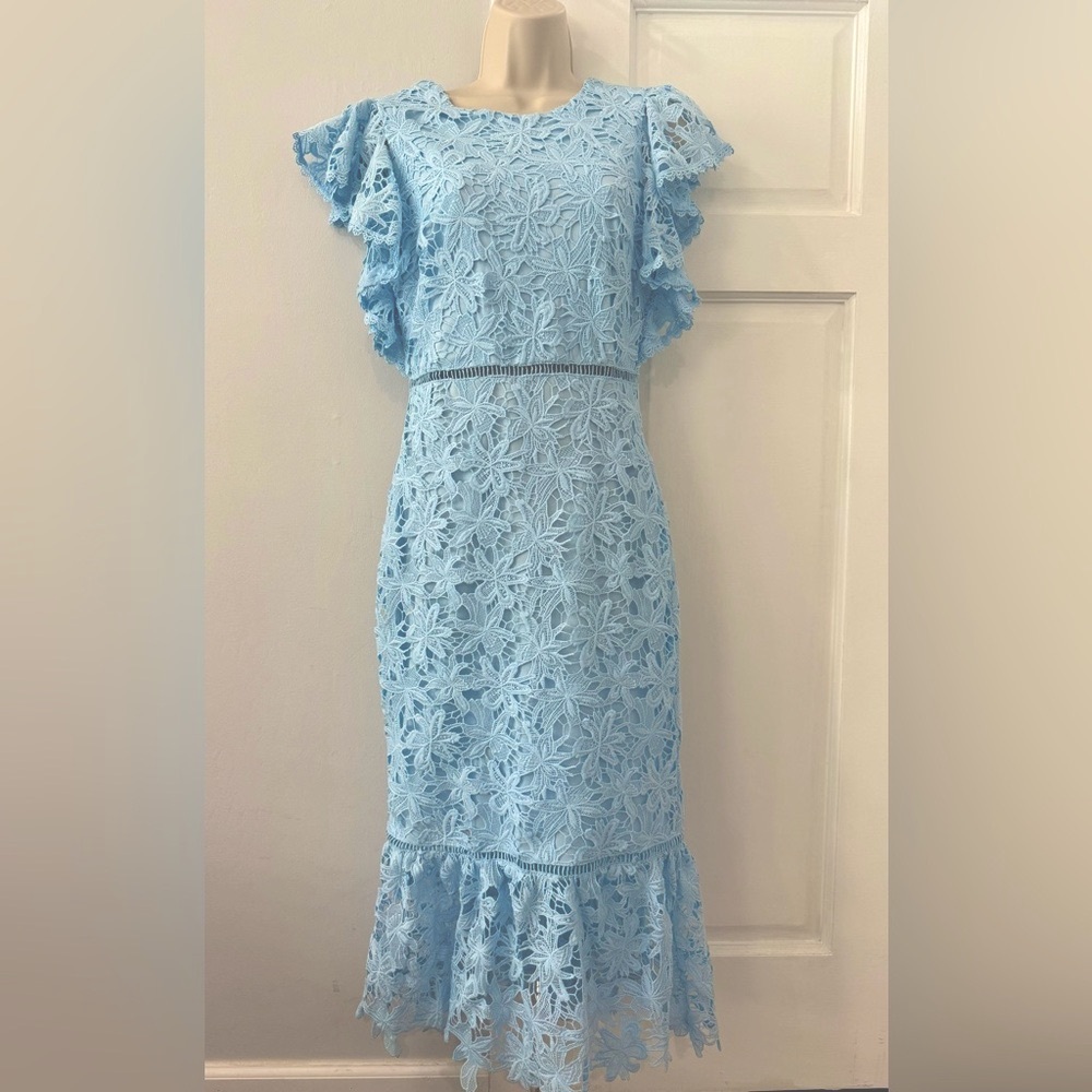 Just Me Sky Blue Lace Dress